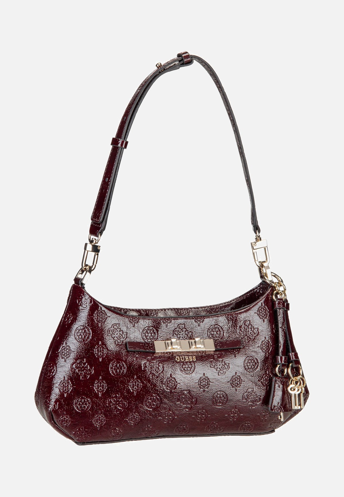 Guess Carmella Shoulder 25180 Burgundy Logo Schultertasche