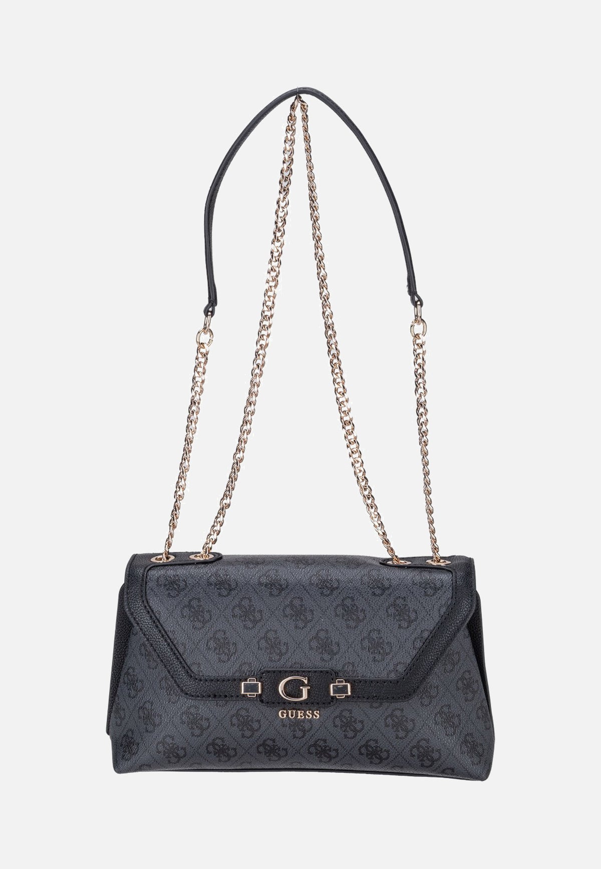 Guess Lindsey Convertible Flap 49210 Coal Logo Crossbody Bag