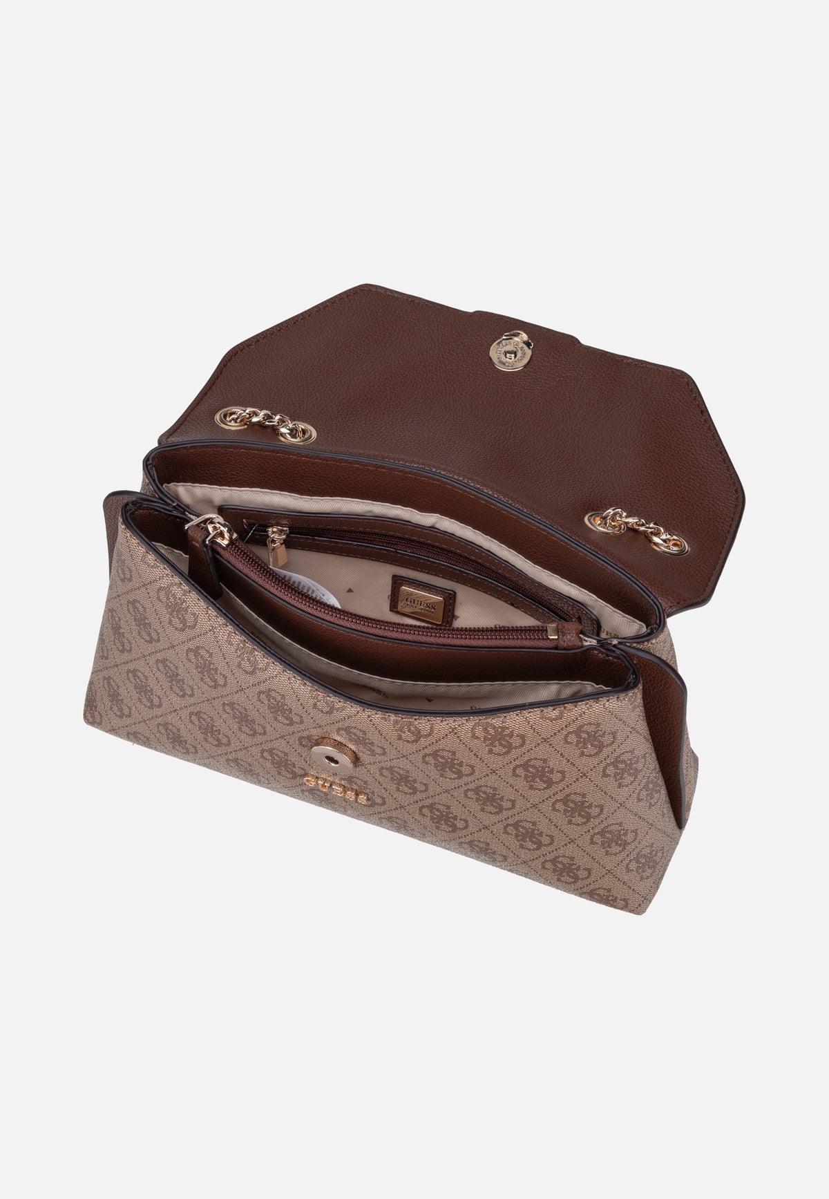 Guess Lindsey Convertible Flap 49210 Latte Logo Crossbody Bag
