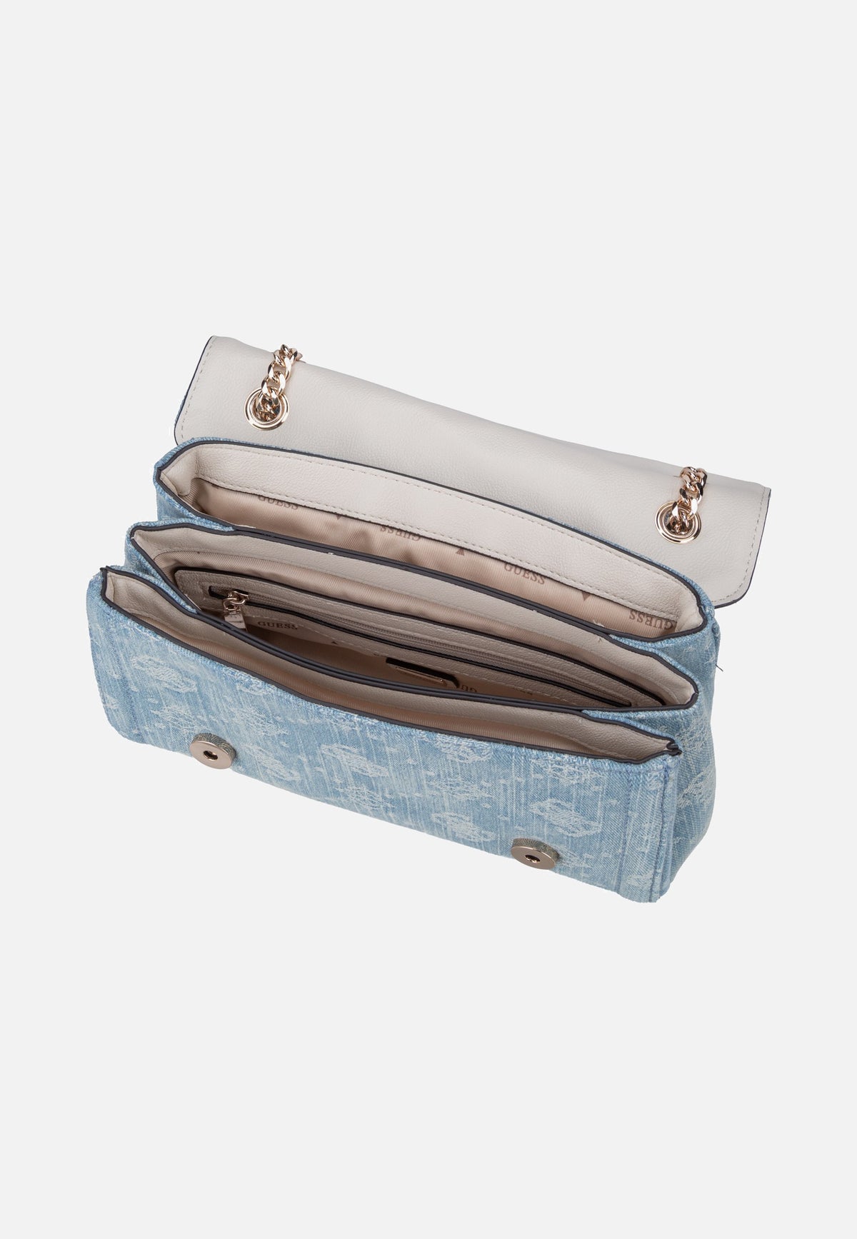 Guess Noelle II Convertible Flap 72210 Denim Logo Crossbody Bag