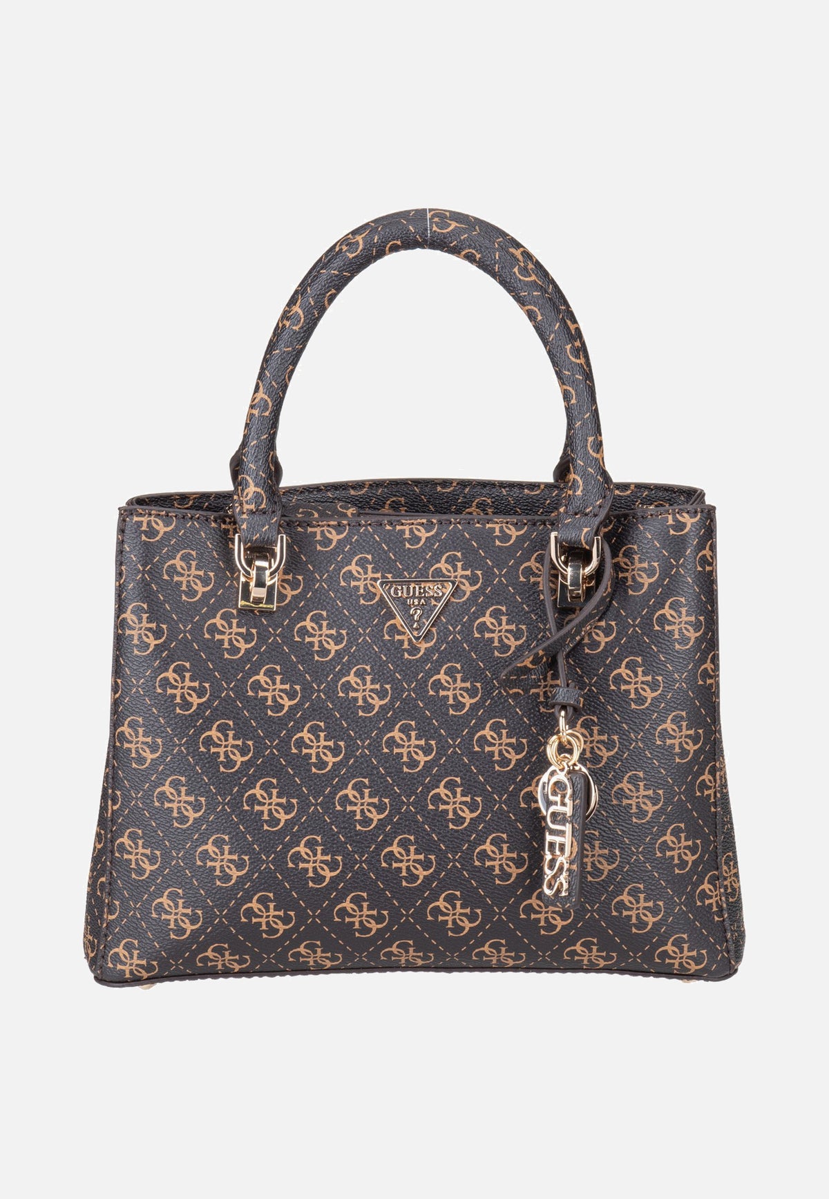 Guess Noelle II Sml Multi Comp Stchl Brown Logo Satchel