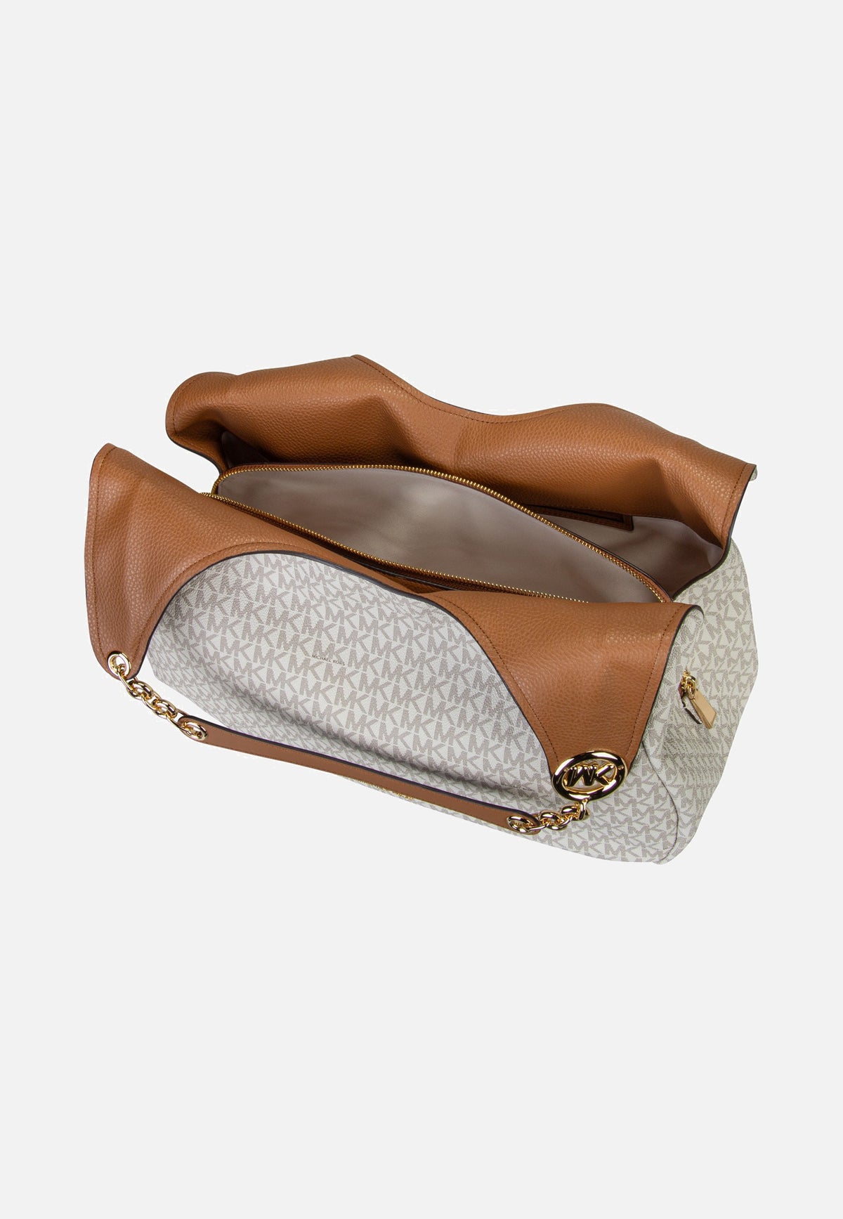 Michael Kors Ellie LG Trpl Compt Shldr Tote Vanilla/Acorn Hobo Bag