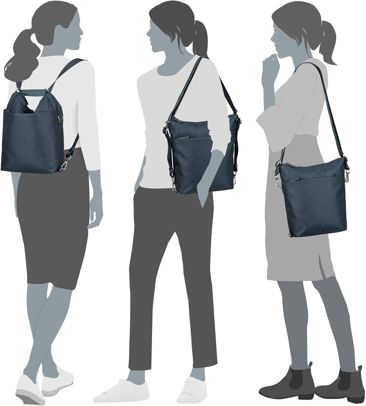 Jost Bergen 1609 Dunkelgrau Rucksack – Silhouettenansicht