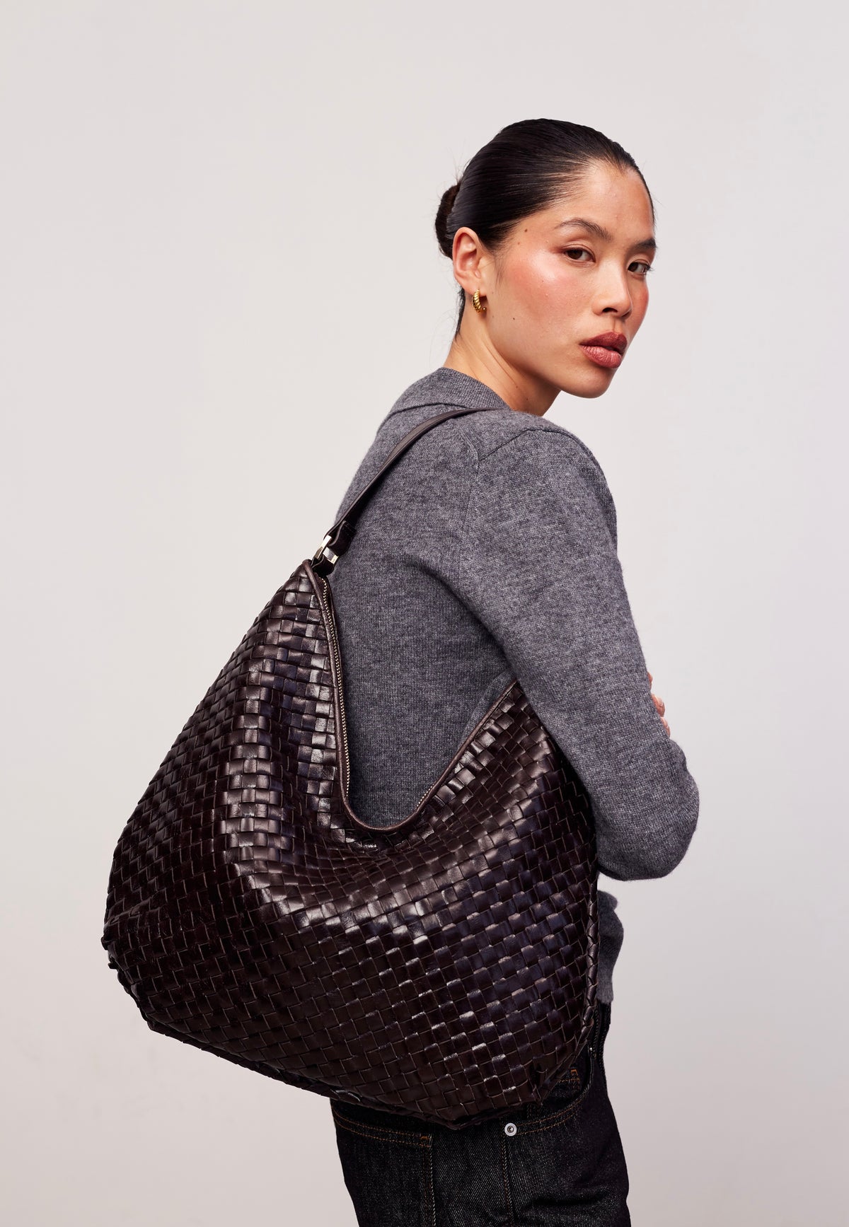 Adax Salerno Mindy Dark Brown Hobo Bag