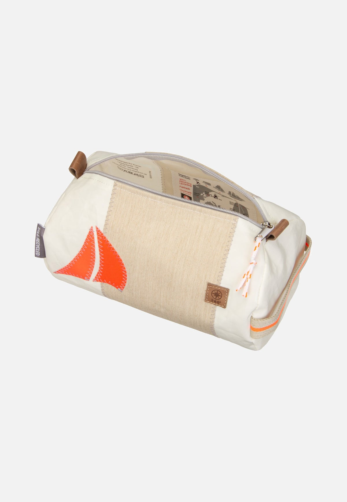 360Grad Tonne Weiß/Sand Segel Orange Kulturbeutel