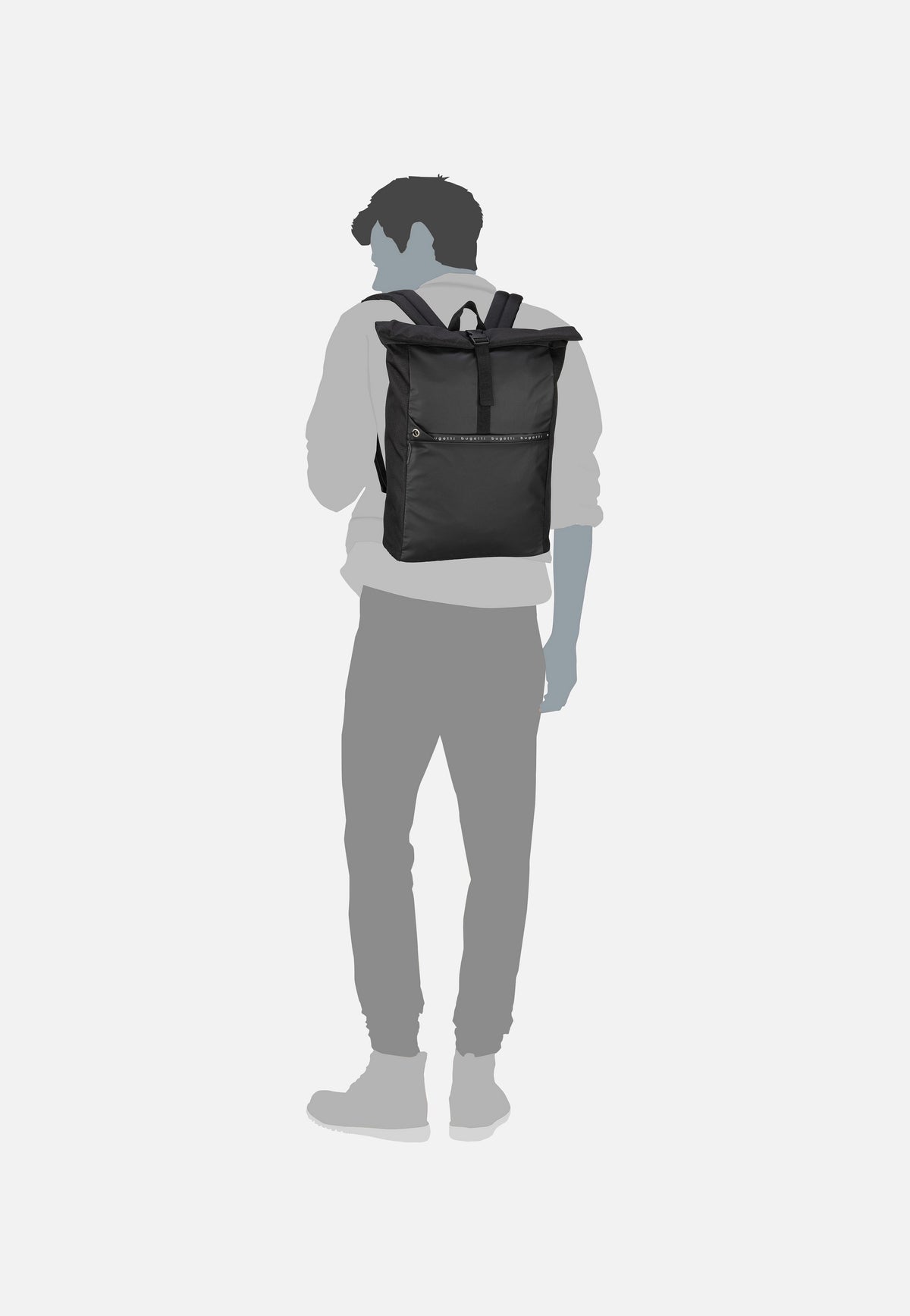 Bugatti Blanc DeLight Backpack with Rolltop Schwarz Rolltop Rucksack