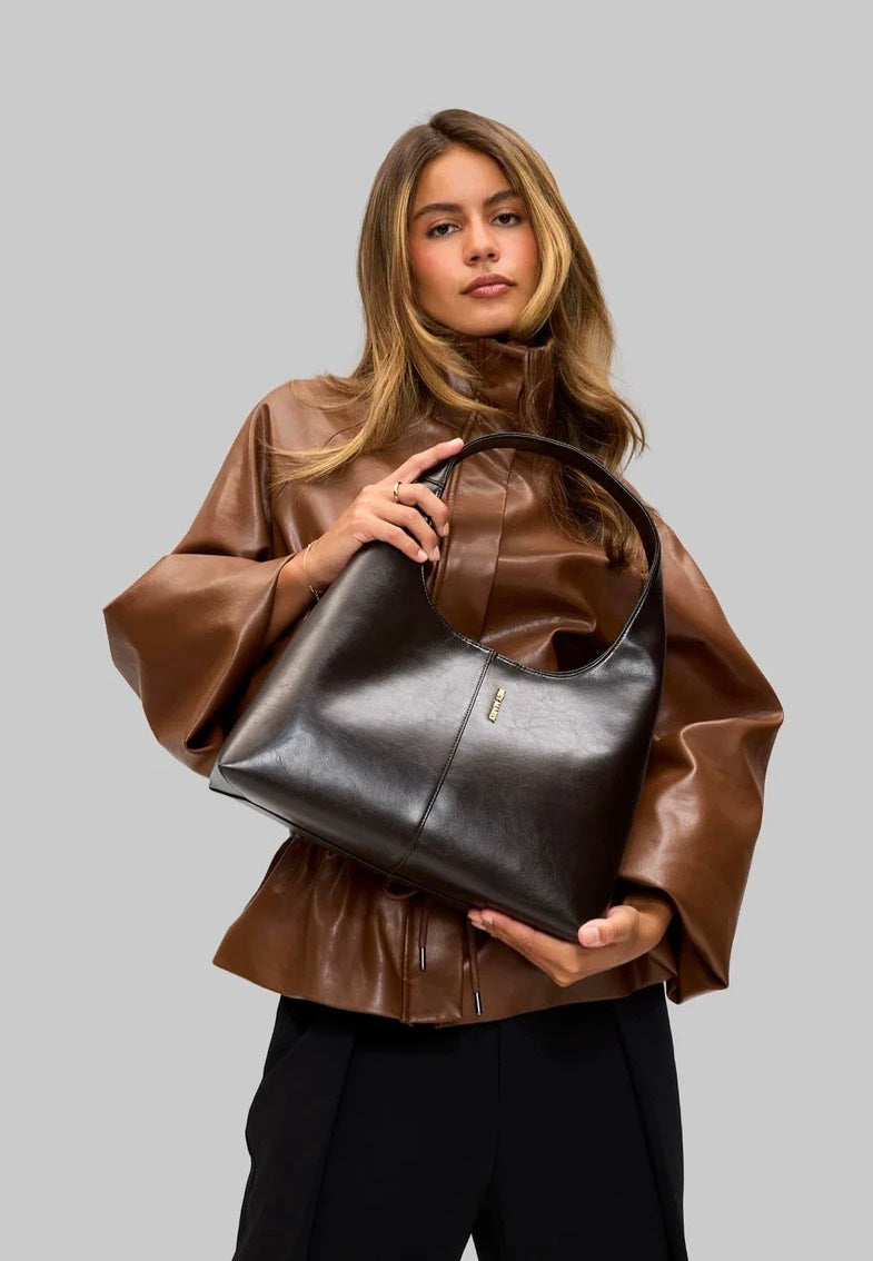 Hey Marly Alltime Lover M Glossy Coffee Hobo Bag
