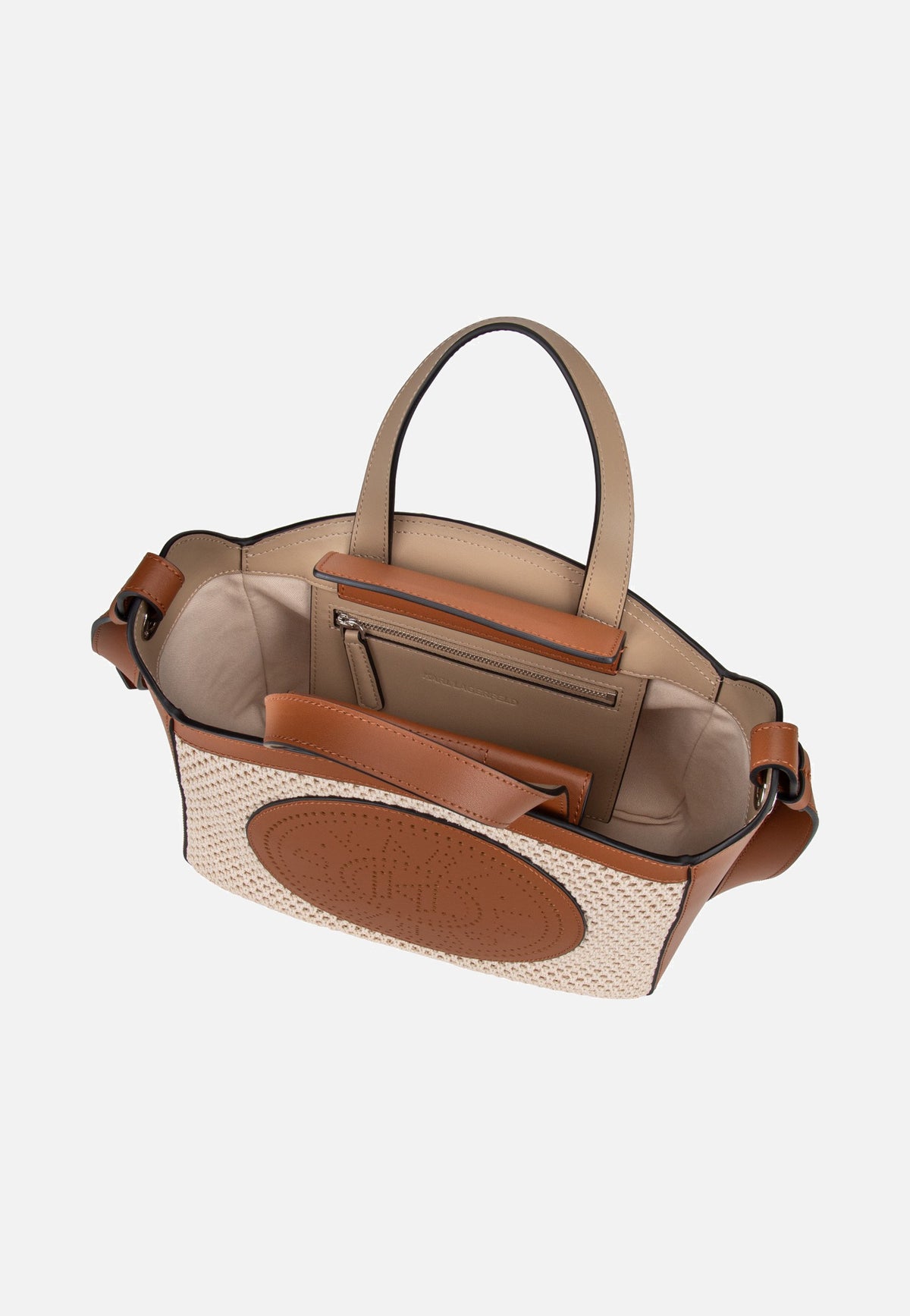 Karl Lagerfeld K/Circle SM Tote Raffia Mesh Natural/Tan Tote Bag