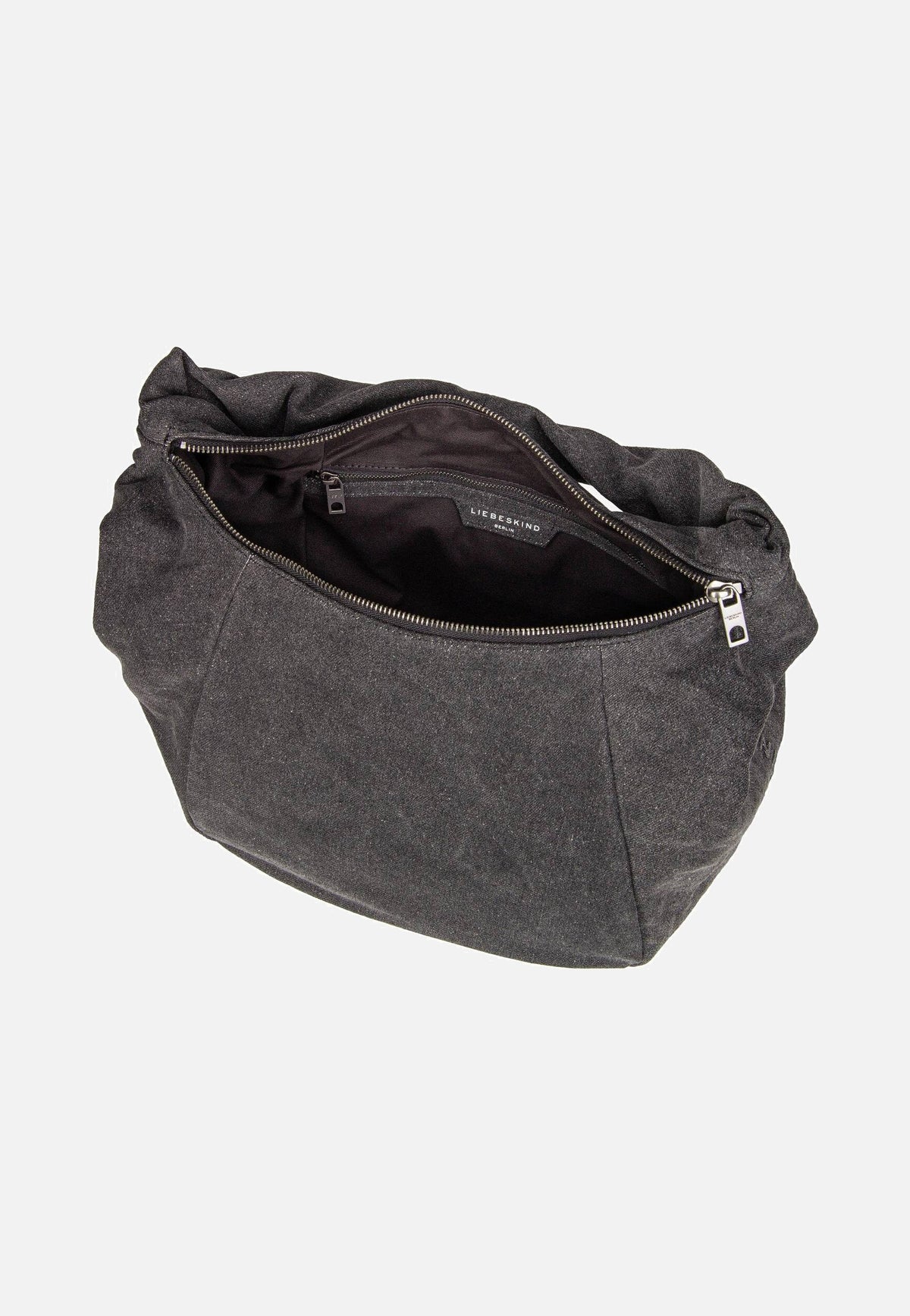 Liebeskind Berlin Ferrah M Denim Black Hobo Bag