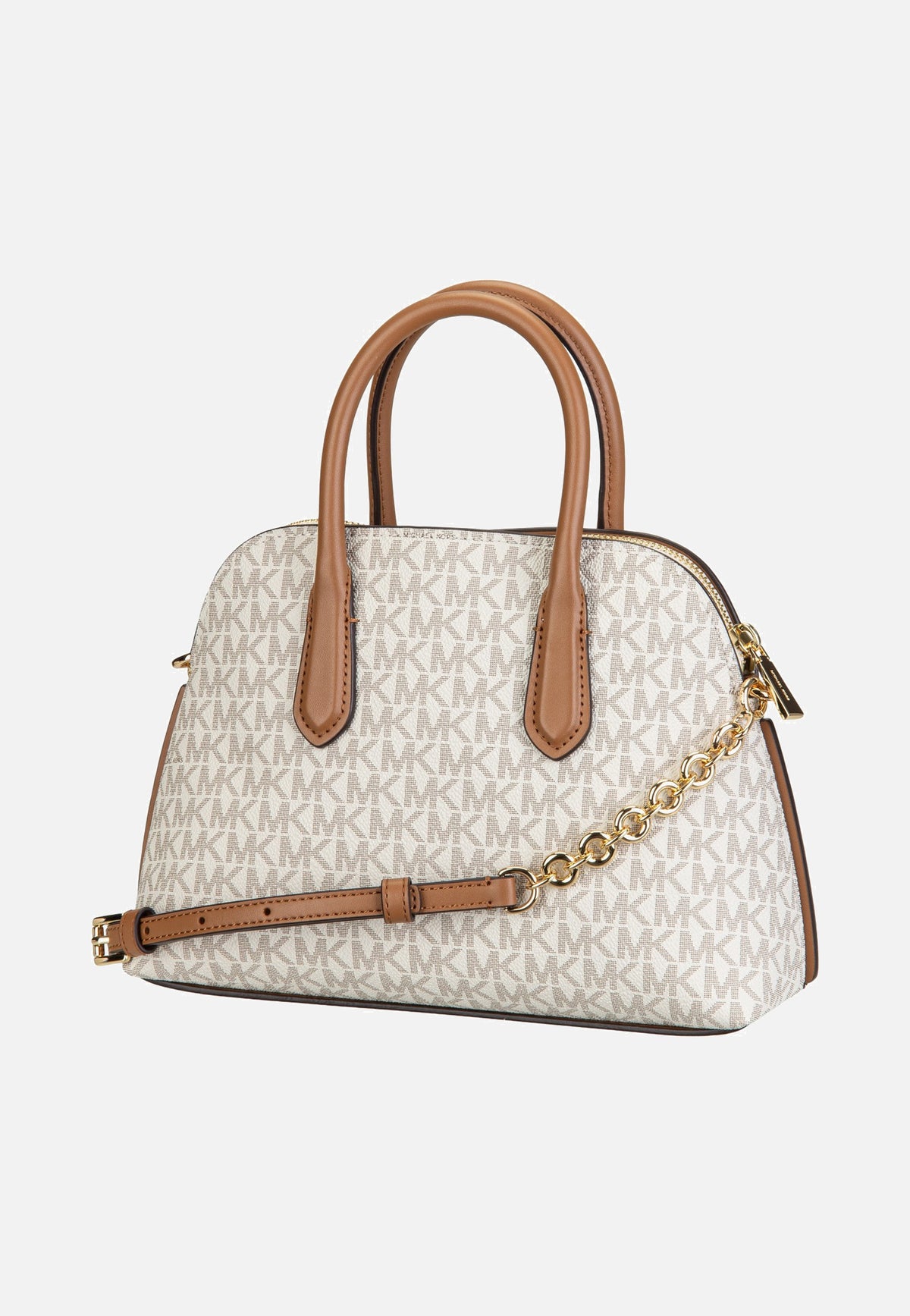 Michael Kors Freddie Medium Dome Chn Stchl Vanilla/Acorn Henkeltasche