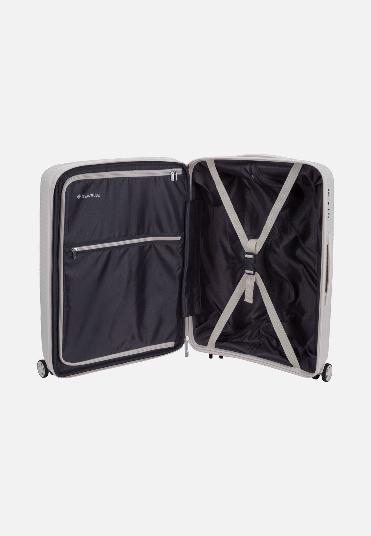 travelite Air Stripe Trolley 4W M Exp. Off-White Koffer