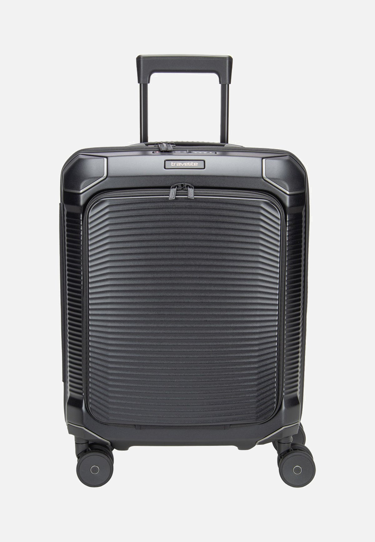 travelite Millennium Trolley 4W S Front Pocket Black Suitcase
